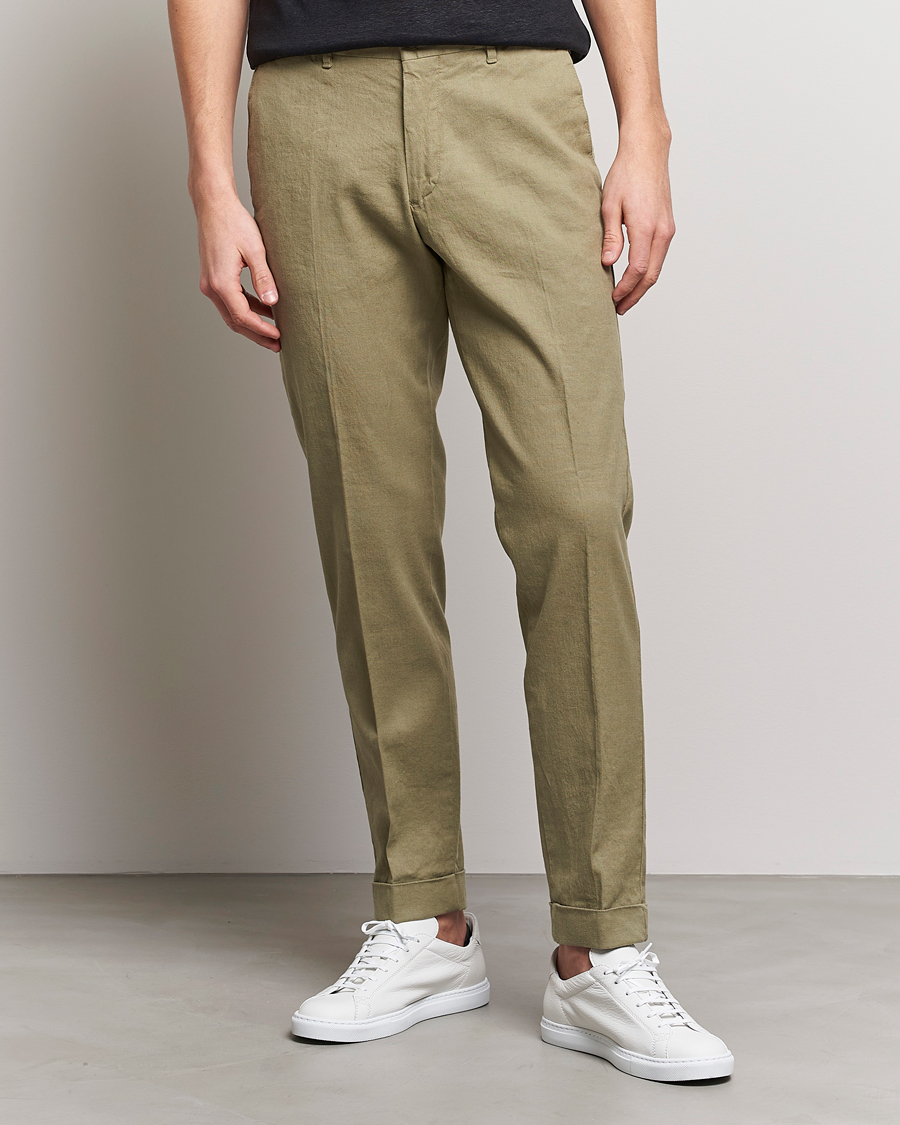 Uomini | Pantaloni | J.Lindeberg | Grant Stretch Cotton/Linen Trousers Aloe
