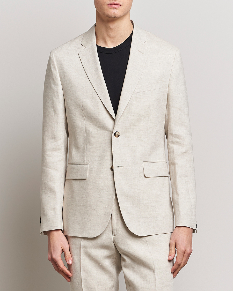 Uomini | Blazers | J.Lindeberg | Hopper Super Linen Blazer Safari Beige
