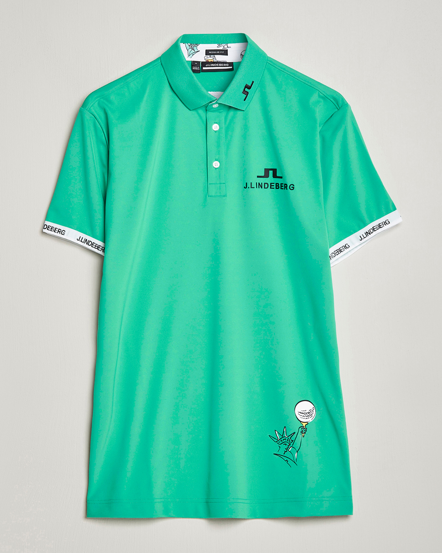 Uomini | Polo | J.Lindeberg | KV PGA Printed Jersey Polo Blarney Green