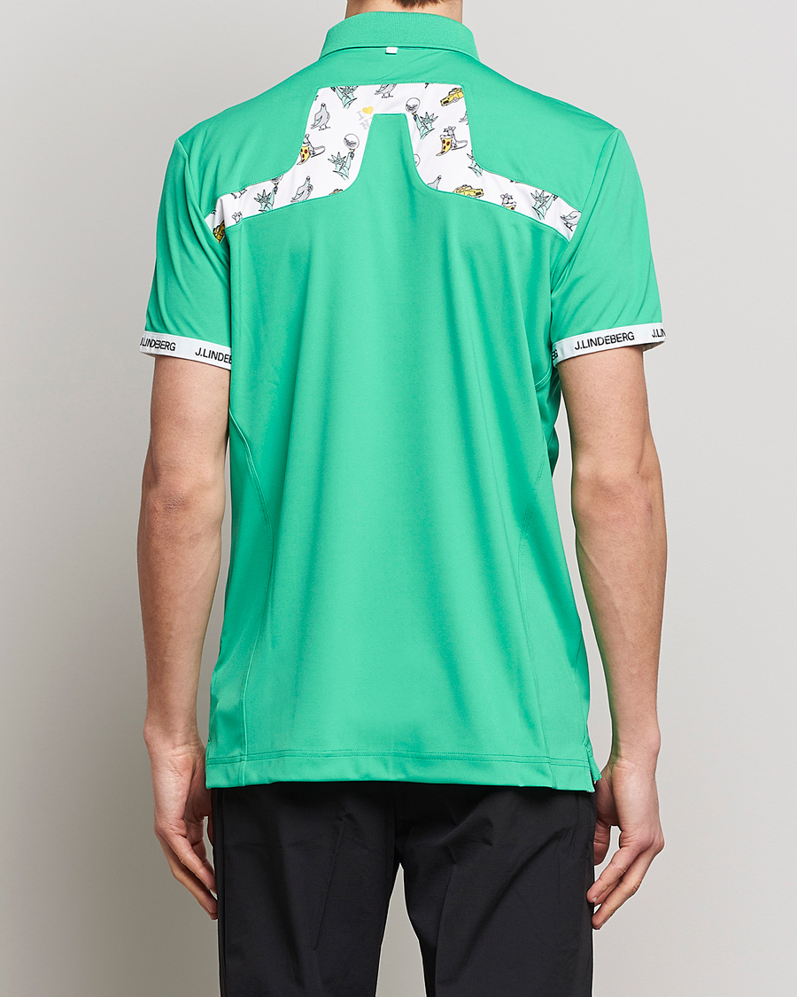 Uomini | Polo | J.Lindeberg | KV PGA Printed Jersey Polo Blarney Green