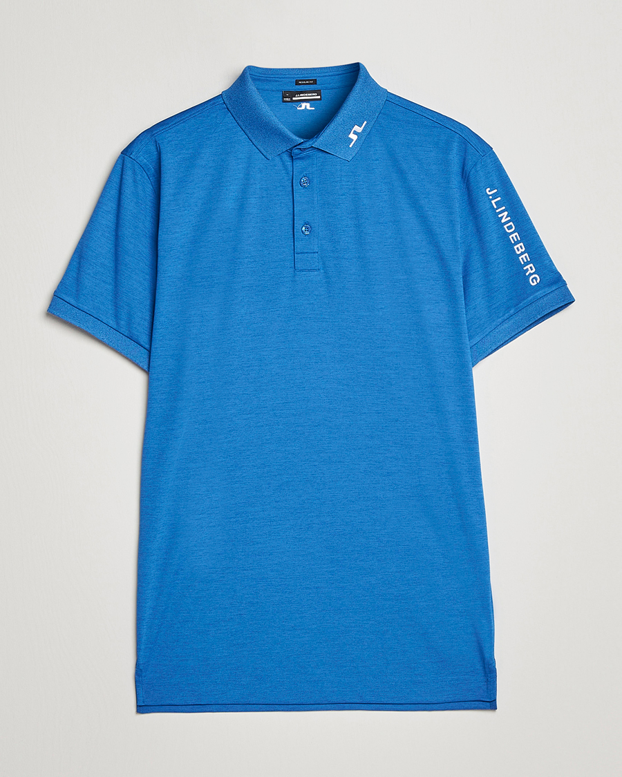 Uomini | Polo | J.Lindeberg | Tour Tech Regular Fit Polo Lapis Blue Melange