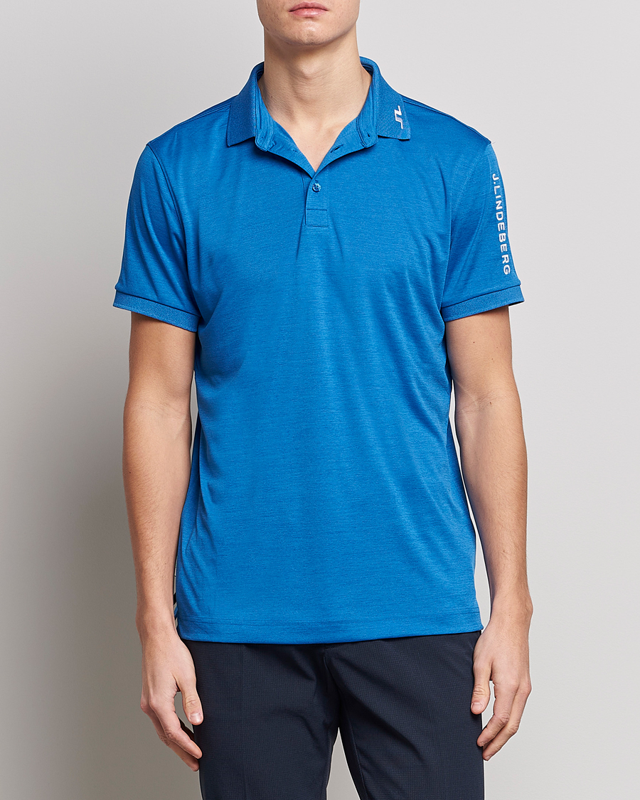Uomini | Polo | J.Lindeberg | Tour Tech Regular Fit Polo Lapis Blue Melange