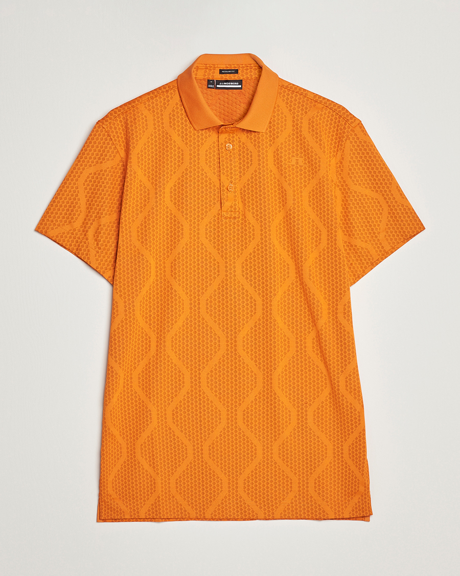 Uomini | Polo | J.Lindeberg | Mat Jacquard Regular Fit Polo Russet Orange