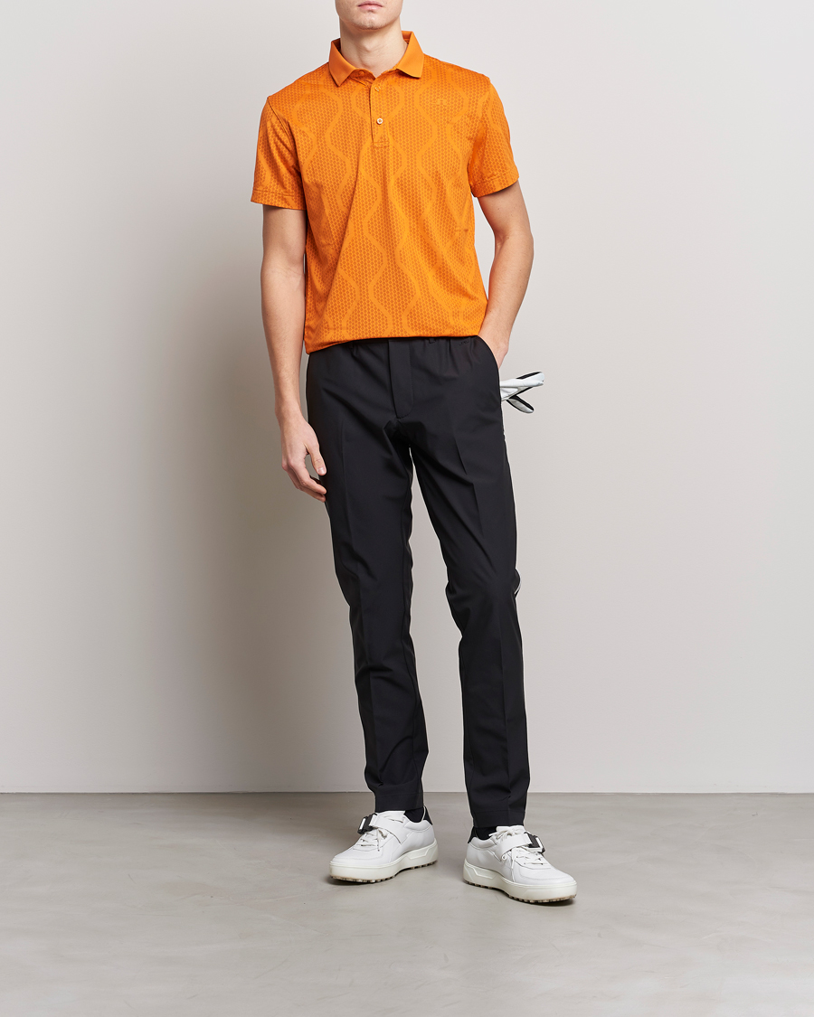 Uomini | Polo | J.Lindeberg | Mat Jacquard Regular Fit Polo Russet Orange