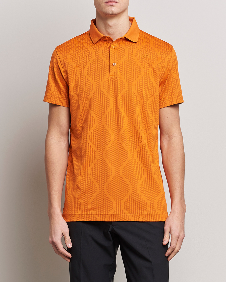 Uomini | Polo | J.Lindeberg | Mat Jacquard Regular Fit Polo Russet Orange