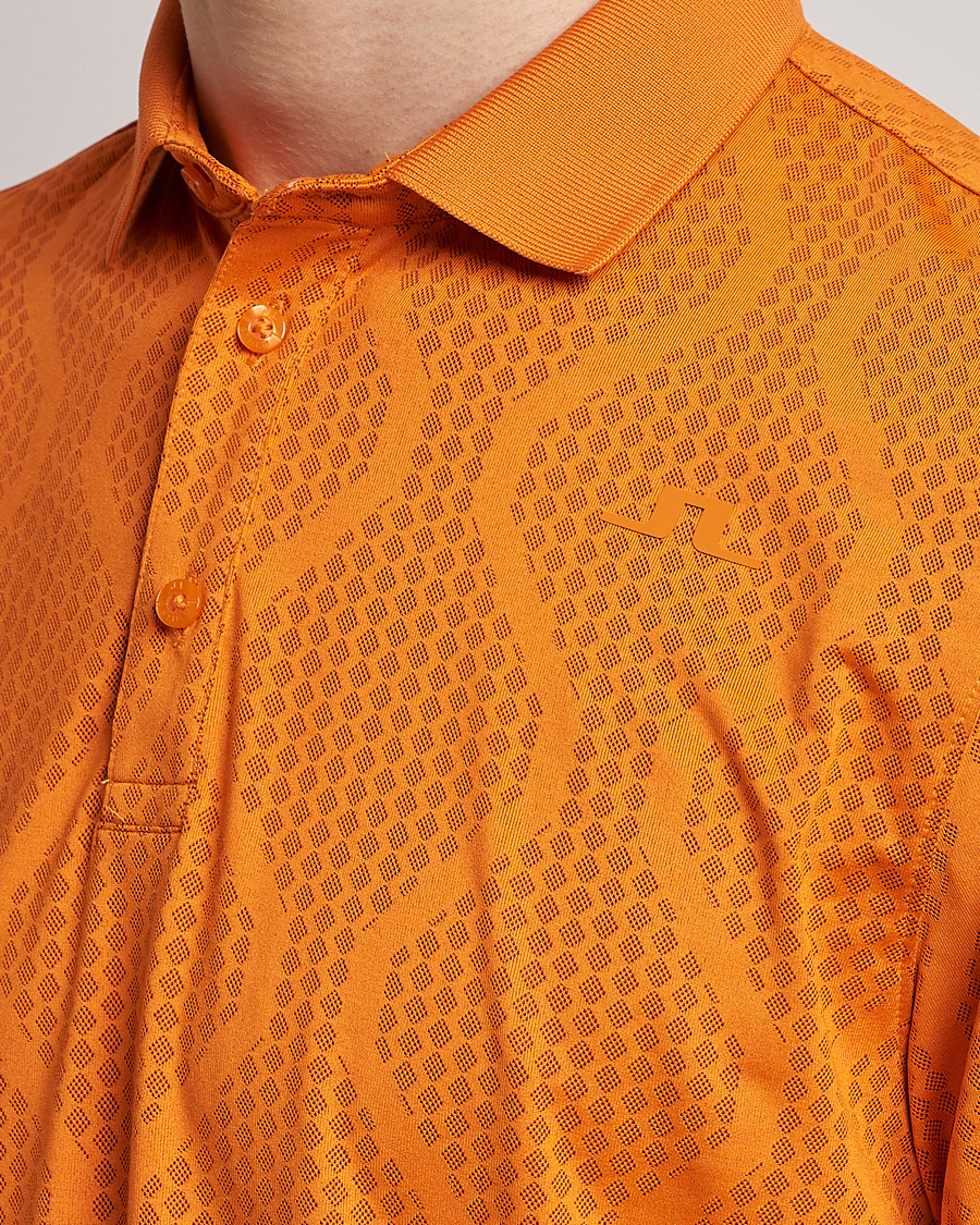 Uomini | Polo | J.Lindeberg | Mat Jacquard Regular Fit Polo Russet Orange