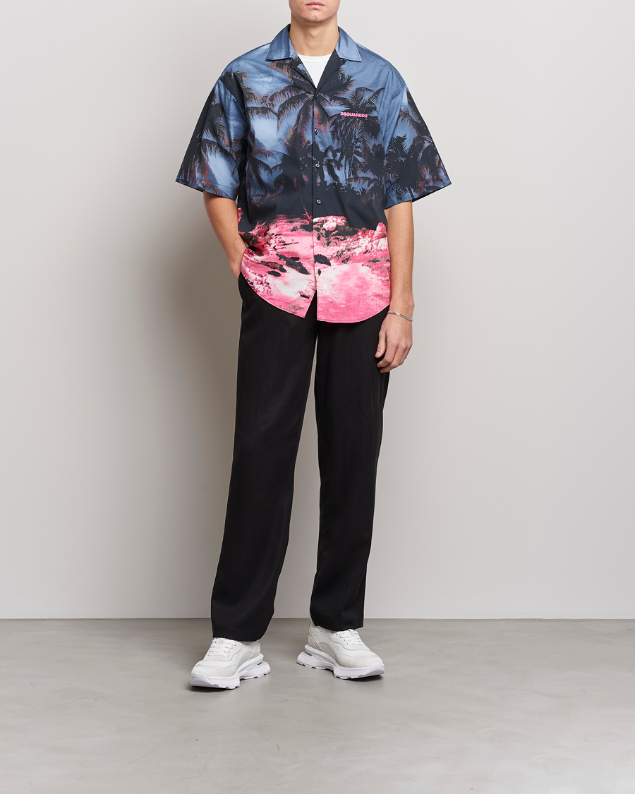 Uomini | Camicie | Dsquared2 | Palm Tree Bowling Shirt Purple