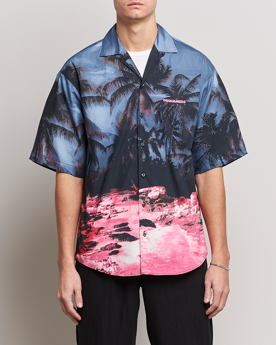 Uomini | Camicie | Dsquared2 | Palm Tree Bowling Shirt Purple