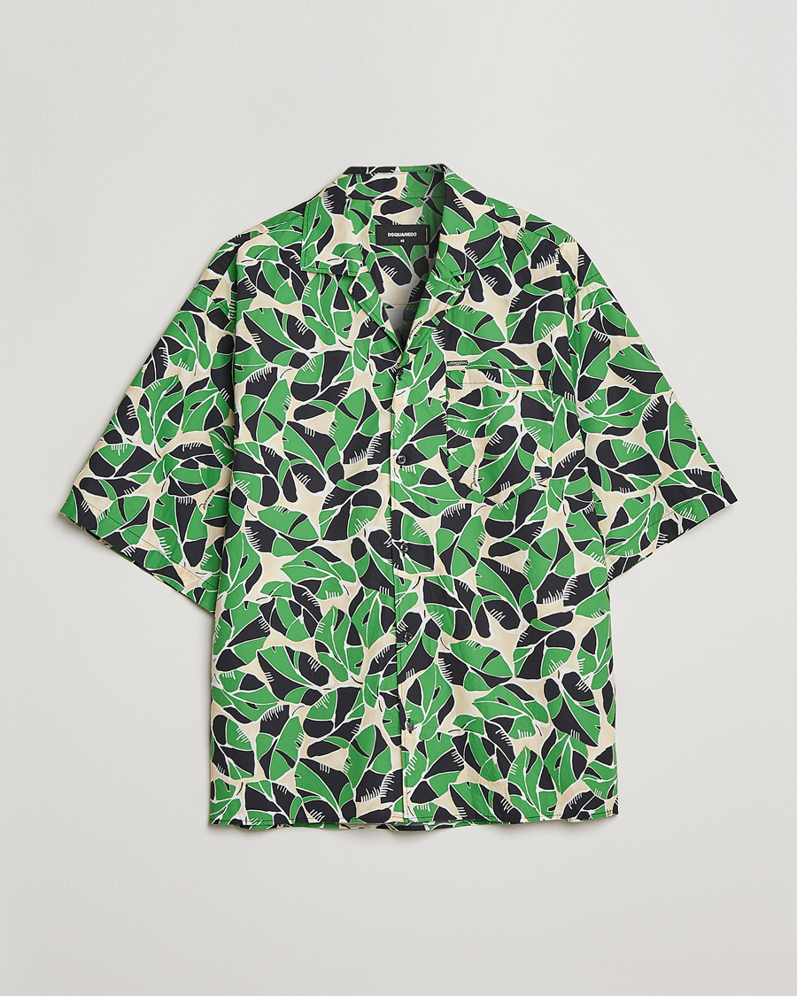 Uomini | Camicie | Dsquared2 | Printed Bowling Shirt Beige/Green