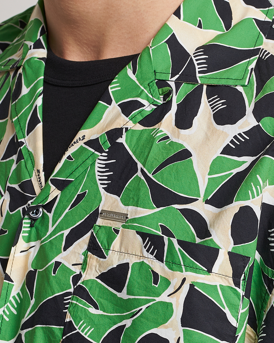 Uomini | Camicie | Dsquared2 | Printed Bowling Shirt Beige/Green