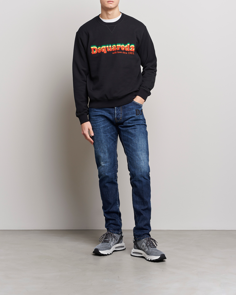 Uomini | Maglieria | Dsquared2 | Printed Cotton Sweatshirt Black