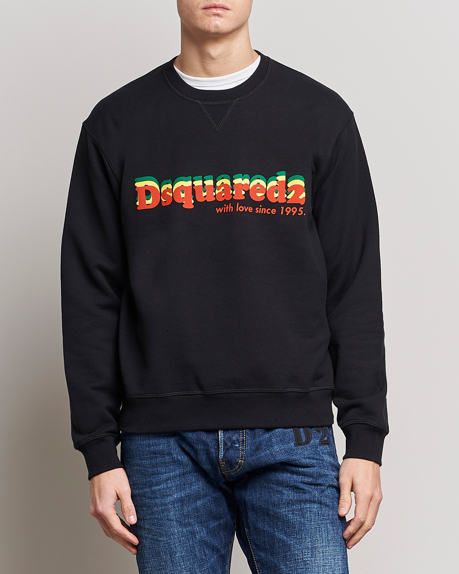 Uomini | Maglieria | Dsquared2 | Printed Cotton Sweatshirt Black