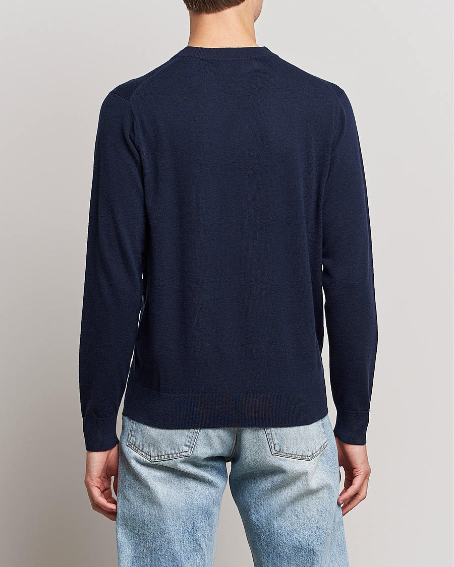 Uomini | Maglieria | GANT | Banner Shield Lambswool Crew Neck Eavning Blue