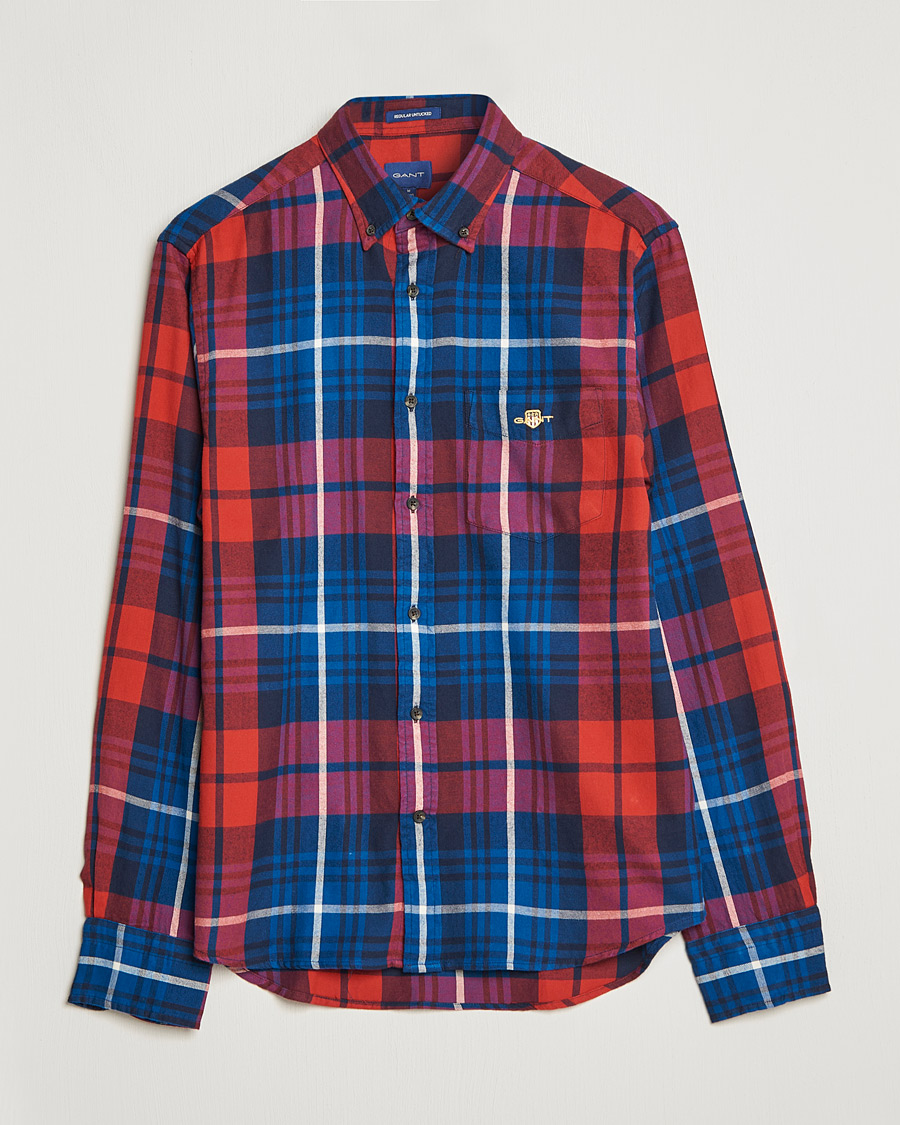 Uomini | Camicie | Gant | Regular Plaid Flannel Shirt Ruby Red