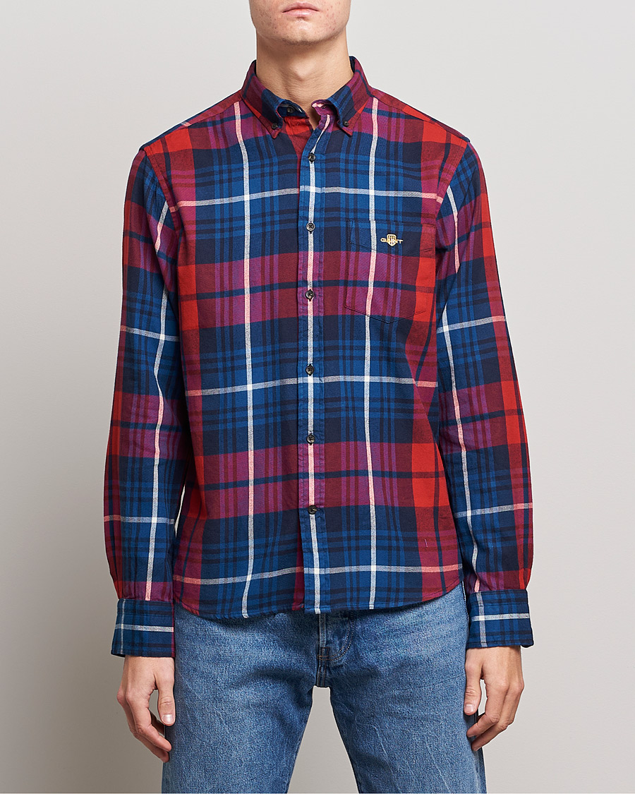 Uomini | Camicie | Gant | Regular Plaid Flannel Shirt Ruby Red