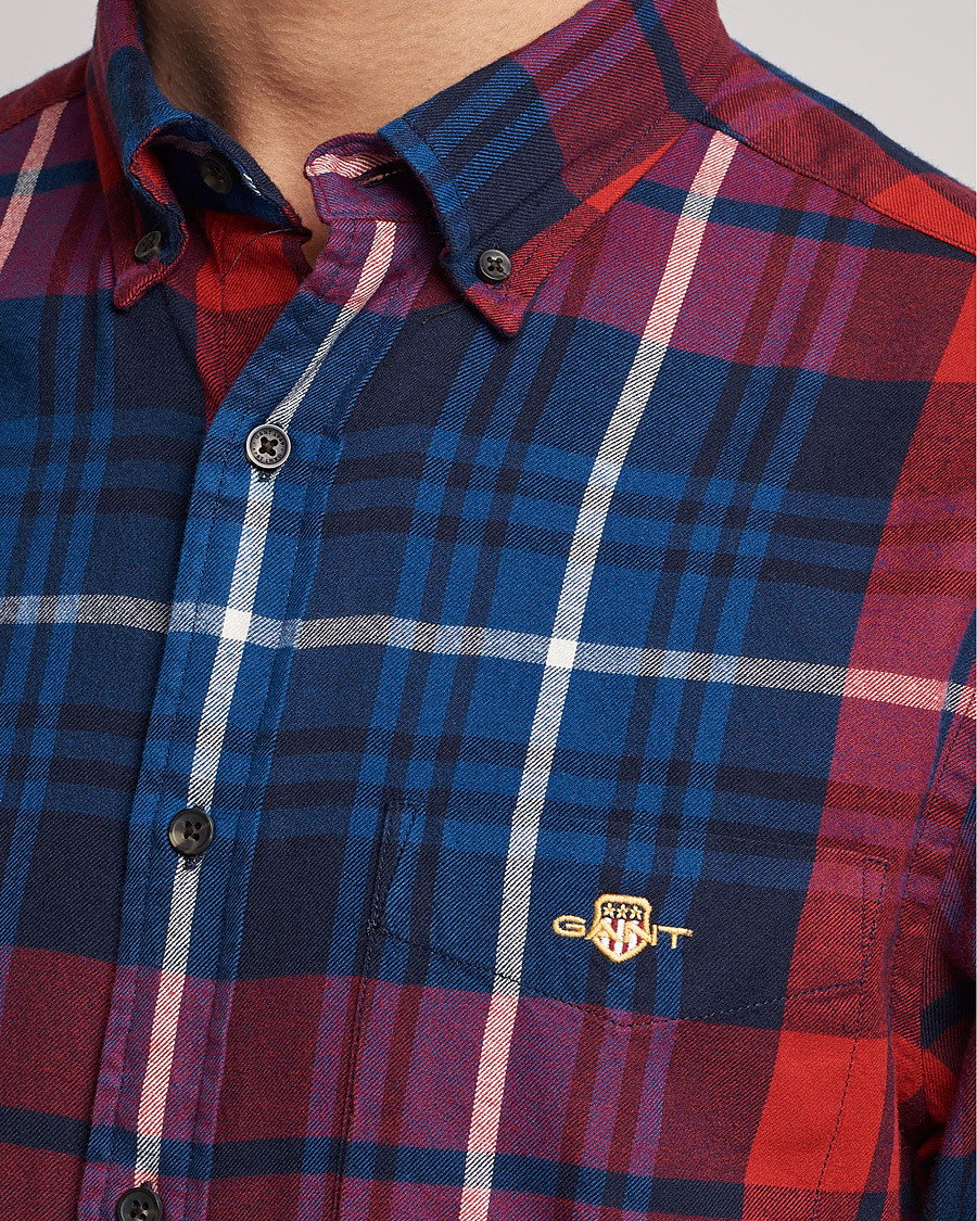 Uomini | Camicie | Gant | Regular Plaid Flannel Shirt Ruby Red