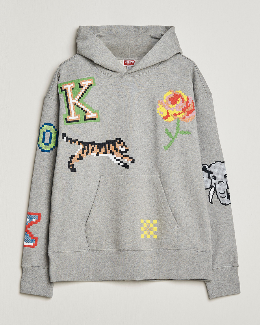 Uomini | Maglieria | KENZO | Pixel Oversize Hoodie Pearl Grey