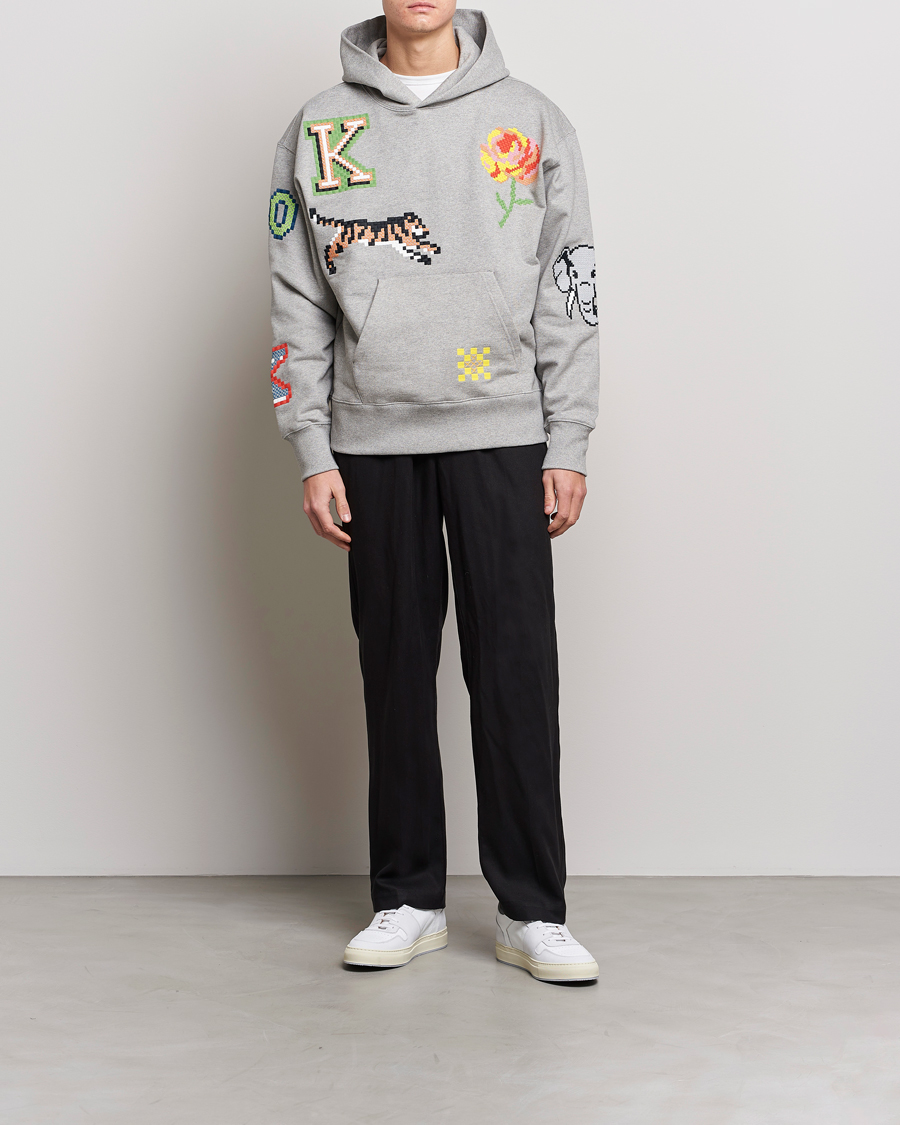 Uomini | Maglieria | KENZO | Pixel Oversize Hoodie Pearl Grey
