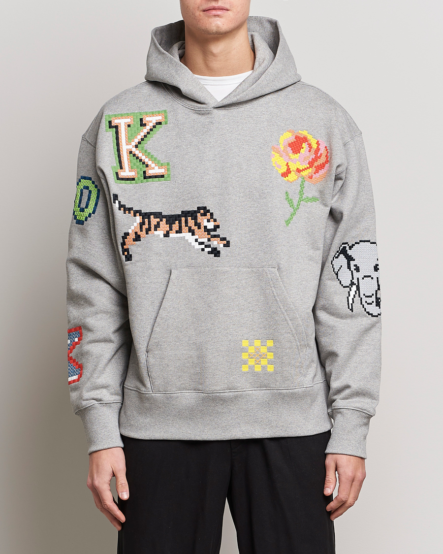 Uomini | Maglieria | KENZO | Pixel Oversize Hoodie Pearl Grey