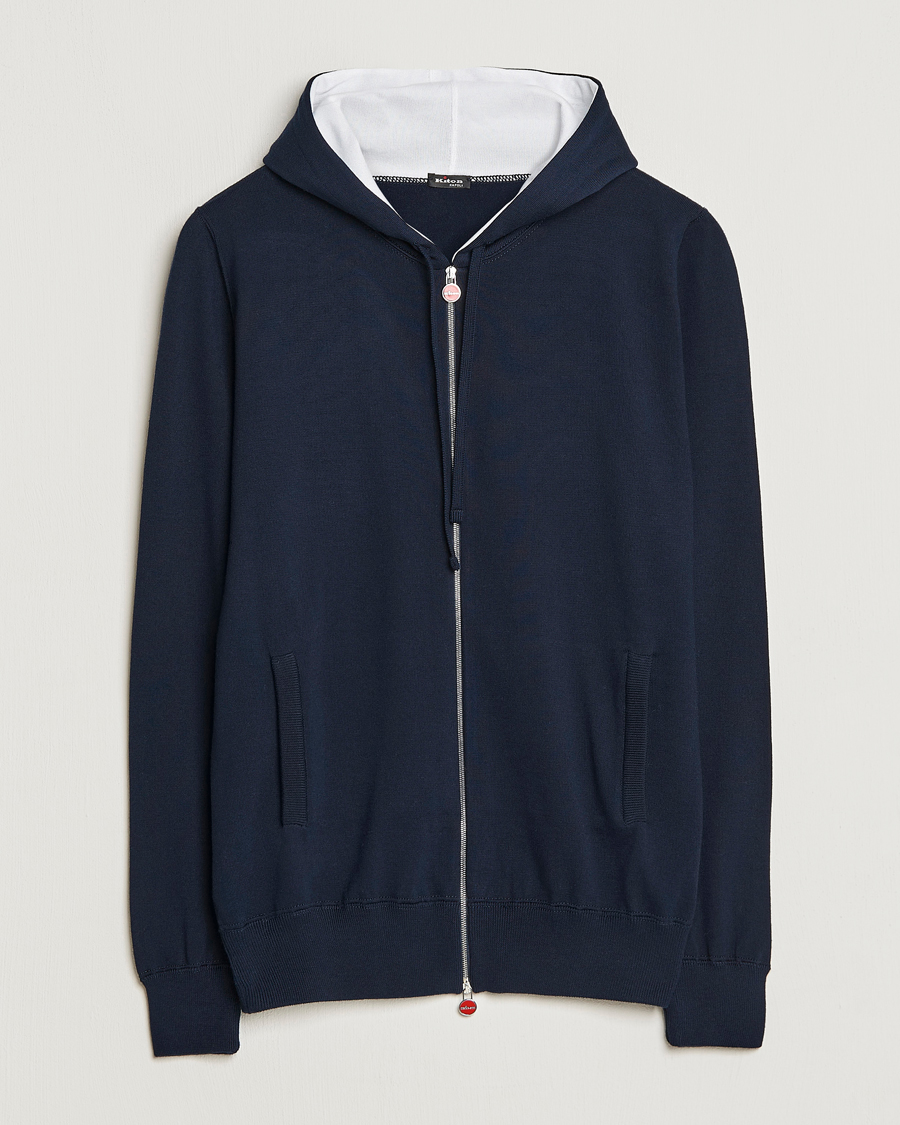 Uomini | Maglieria | Kiton | Hooded Zip Sweater Navy