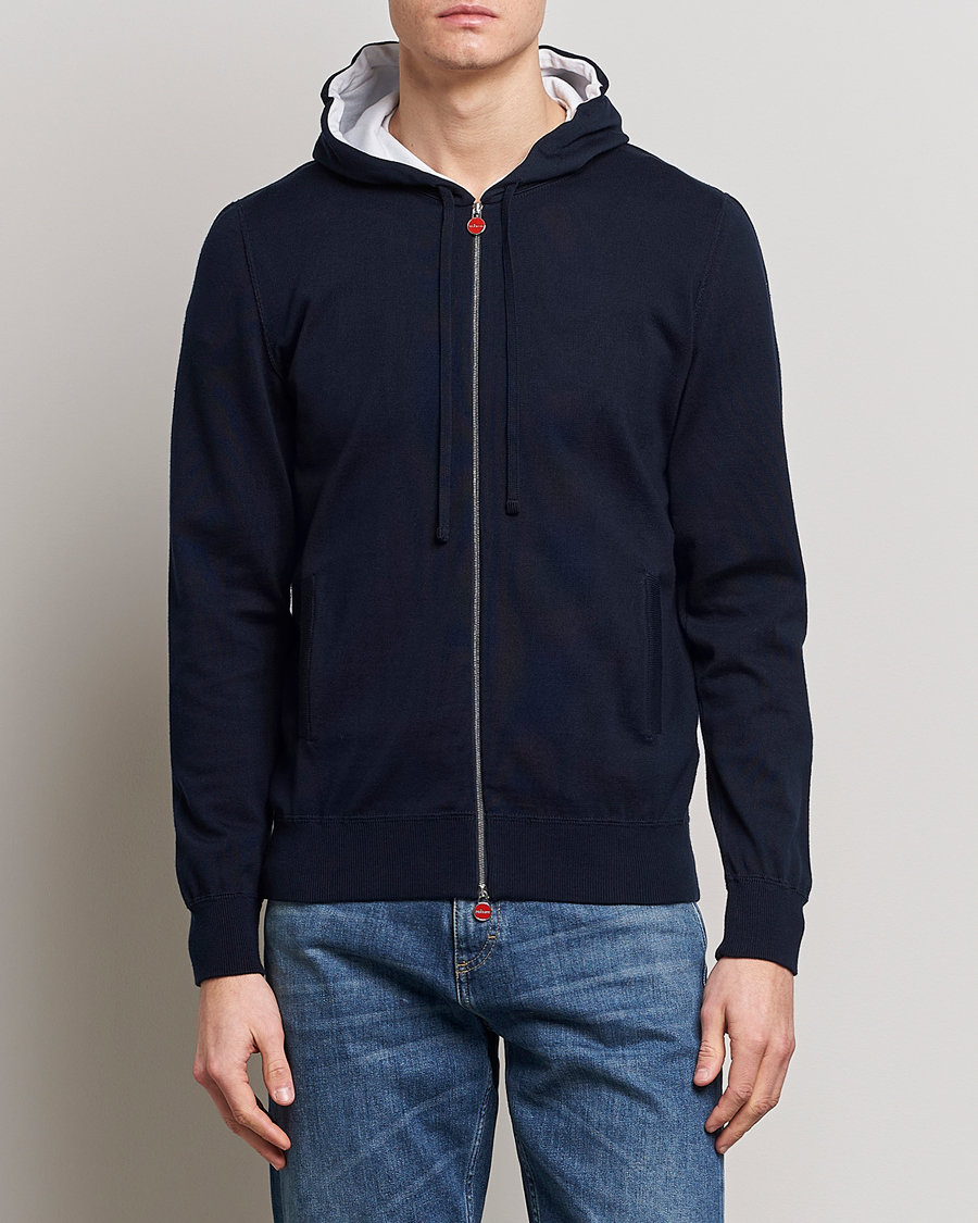 Uomini | Maglieria | Kiton | Hooded Zip Sweater Navy