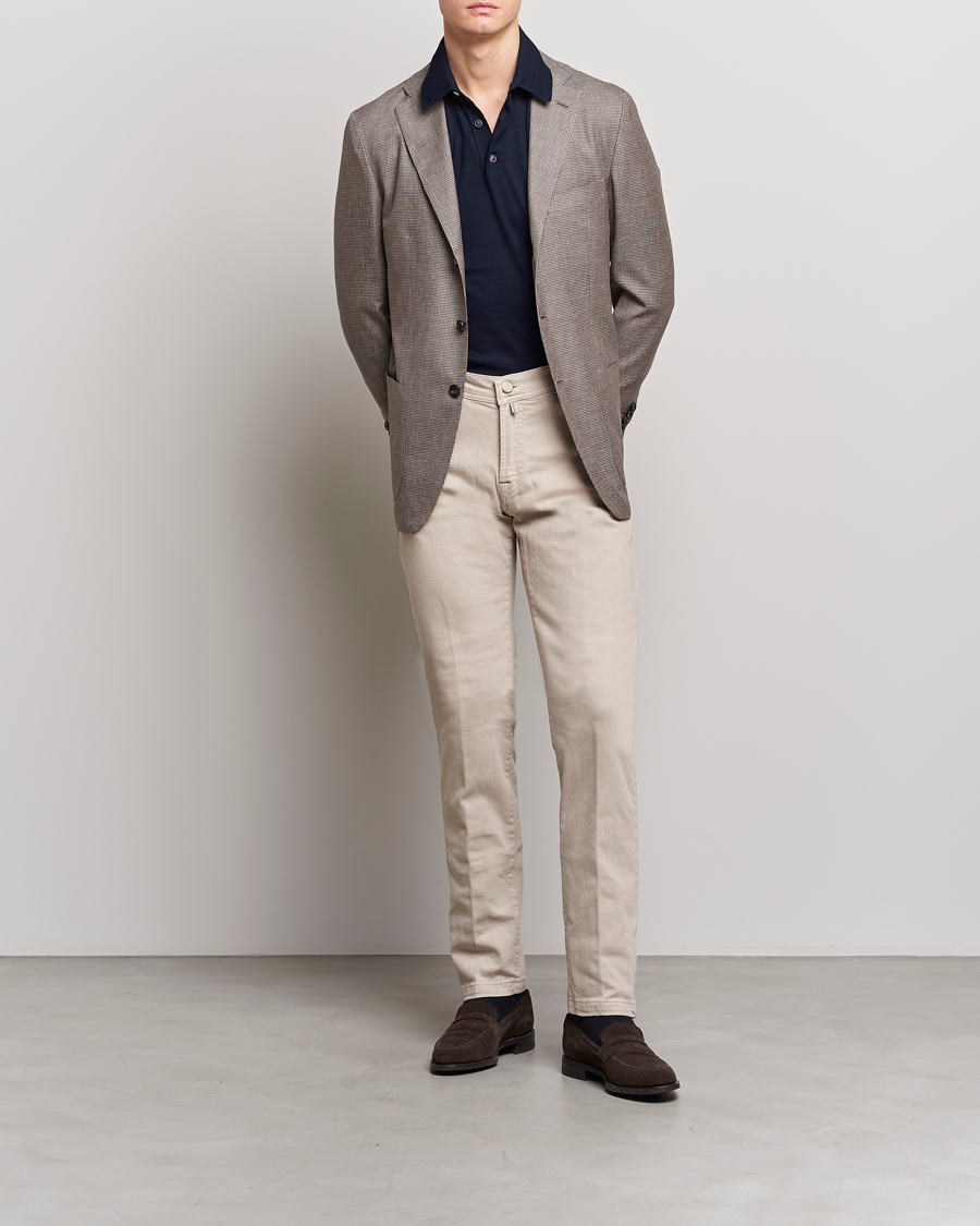 Uomini | Blazers | Kiton | Wool Houndstooth Blazer Beige
