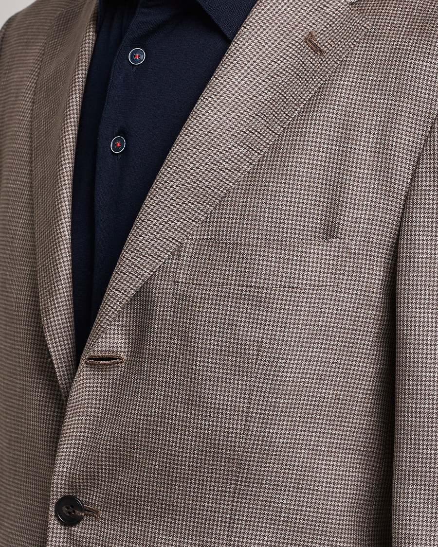 Uomini | Blazers | Kiton | Wool Houndstooth Blazer Beige