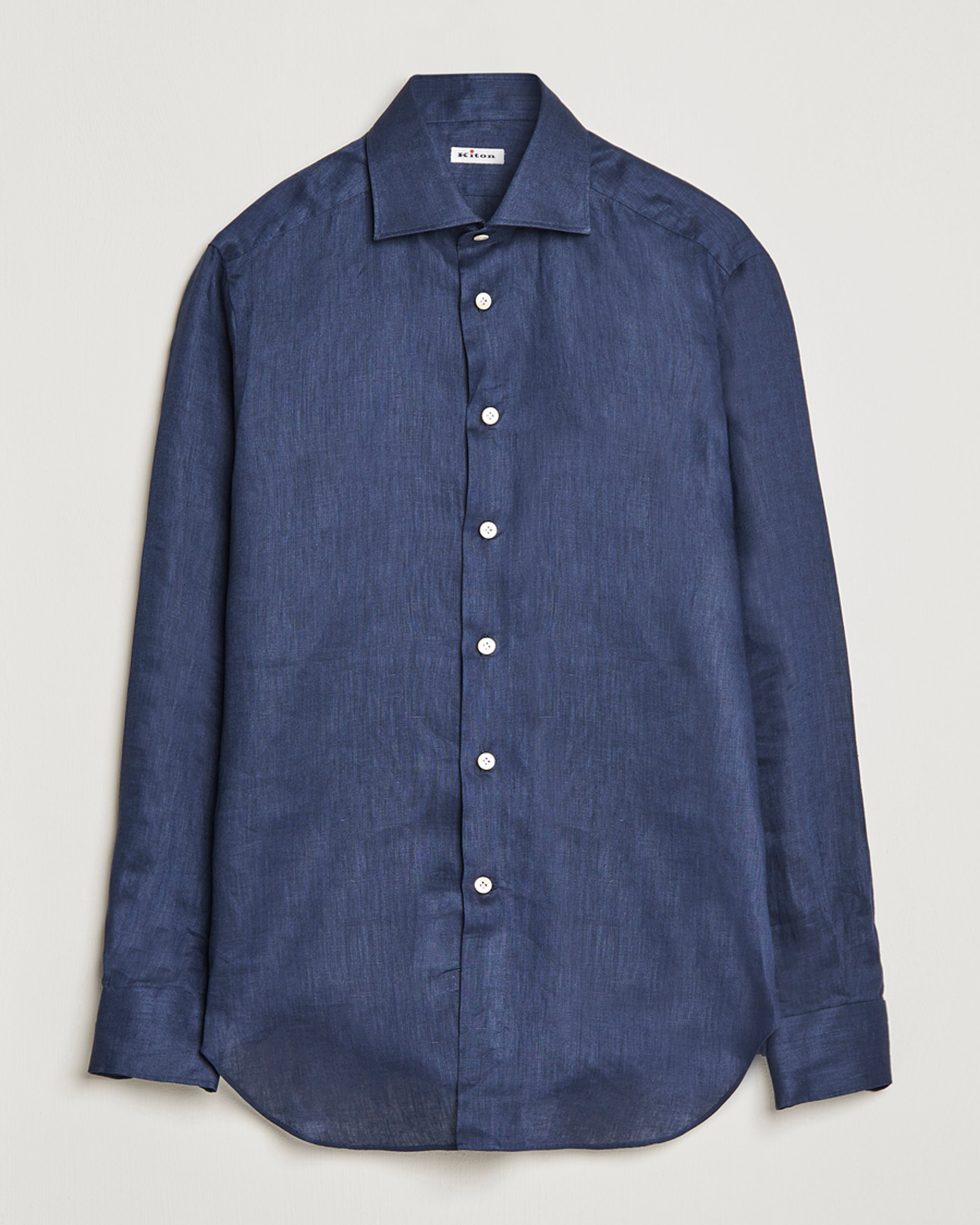 Uomini | Camicie | Kiton | Linen Sport Shirt Navy