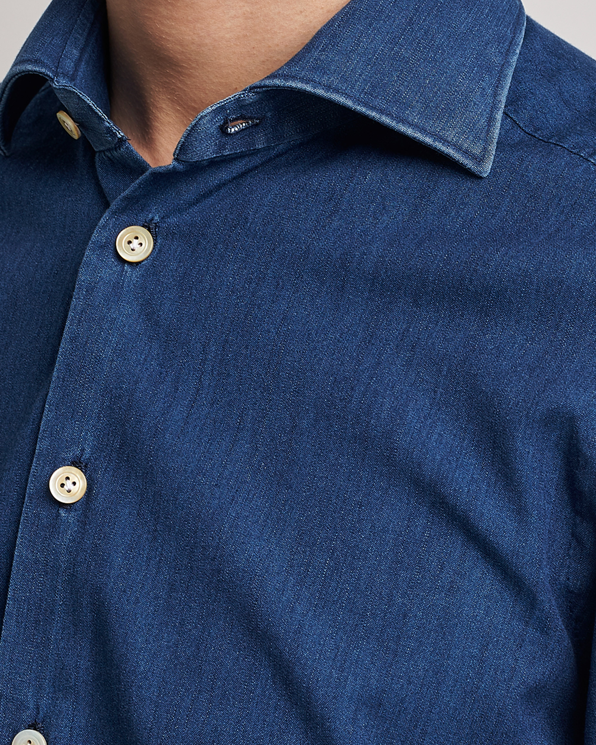 Uomini | Camicie | Kiton | Denim Sport Shirt Indigo Blue