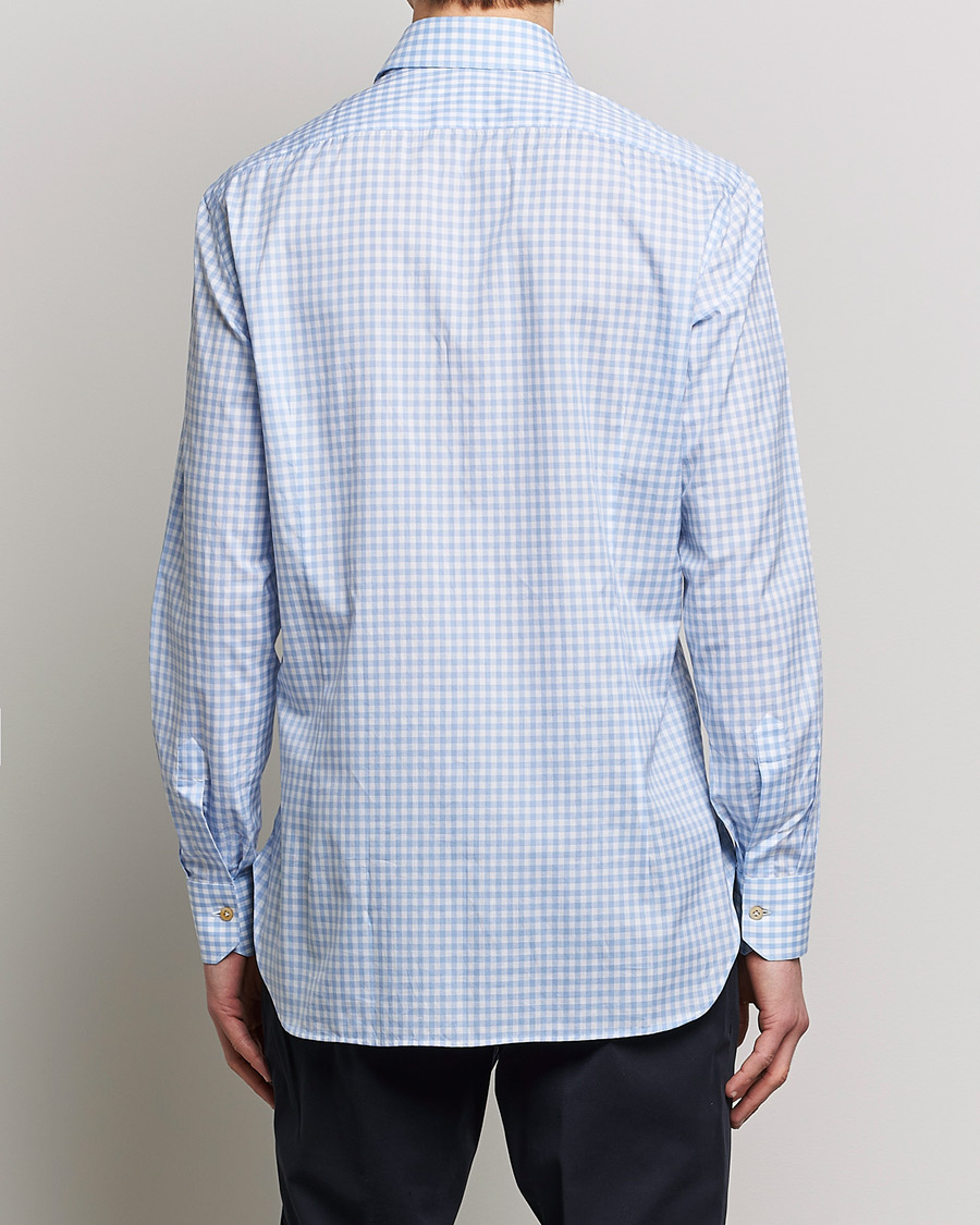 Uomini | Camicie | Kiton | Slim Fit Checked Dress Shirt Light Blue