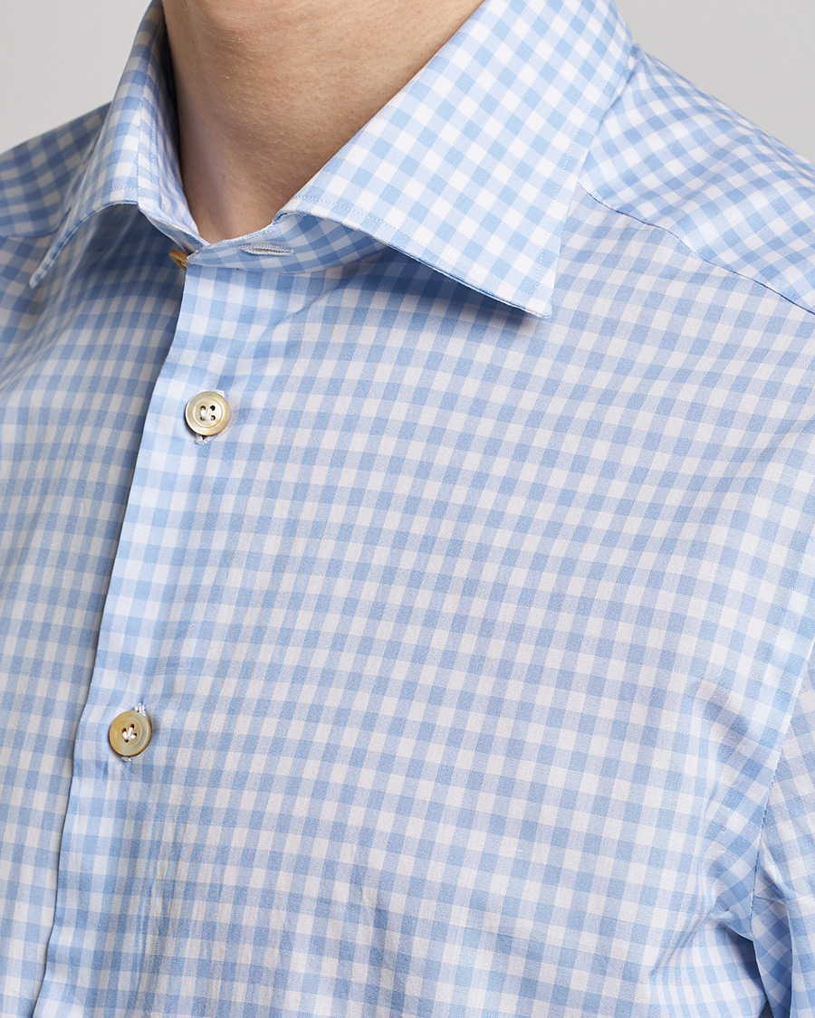 Uomini | Camicie | Kiton | Slim Fit Checked Dress Shirt Light Blue