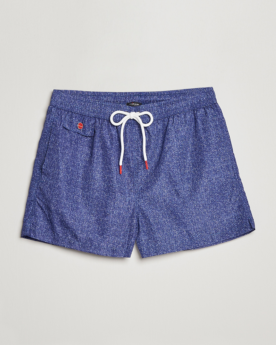 Uomini | Costumi da bagno | Kiton | Printed Swim Trunks Navy Melange