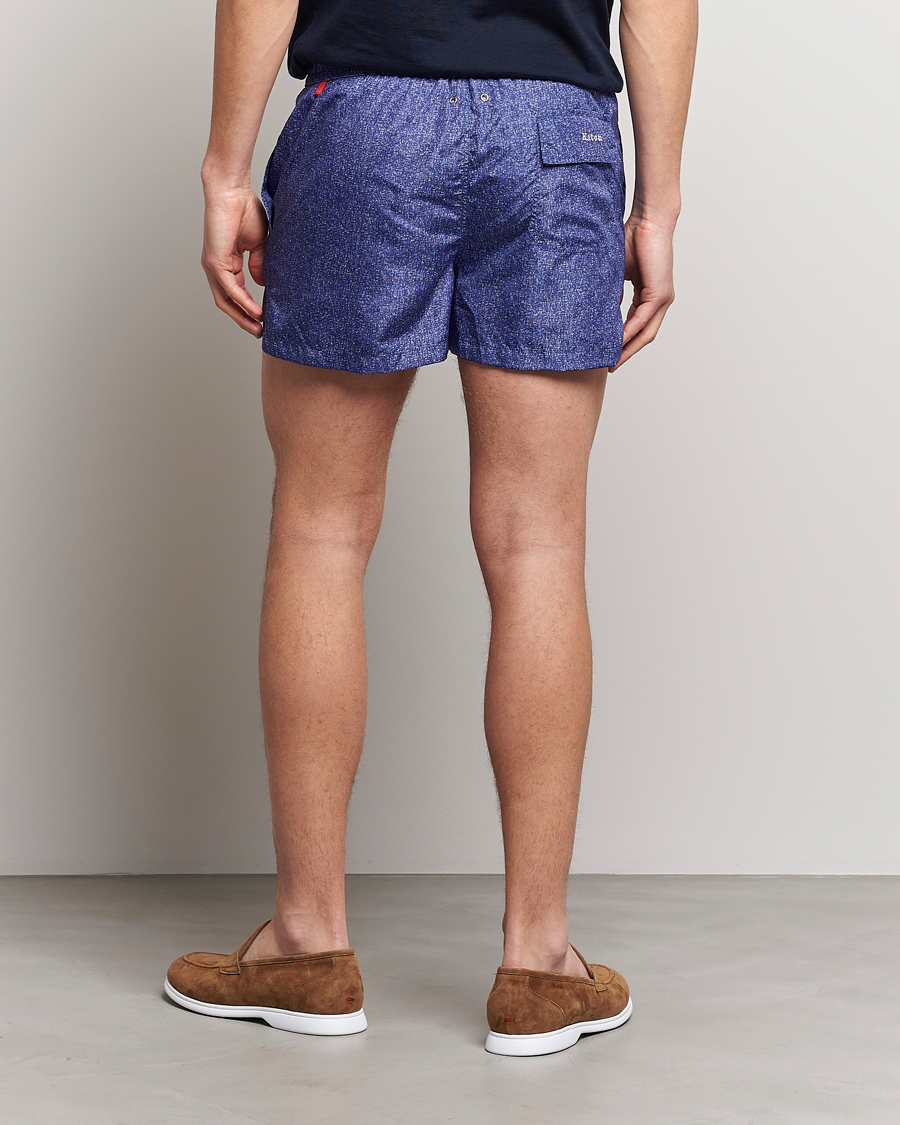 Uomini | Costumi da bagno | Kiton | Printed Swim Trunks Navy Melange