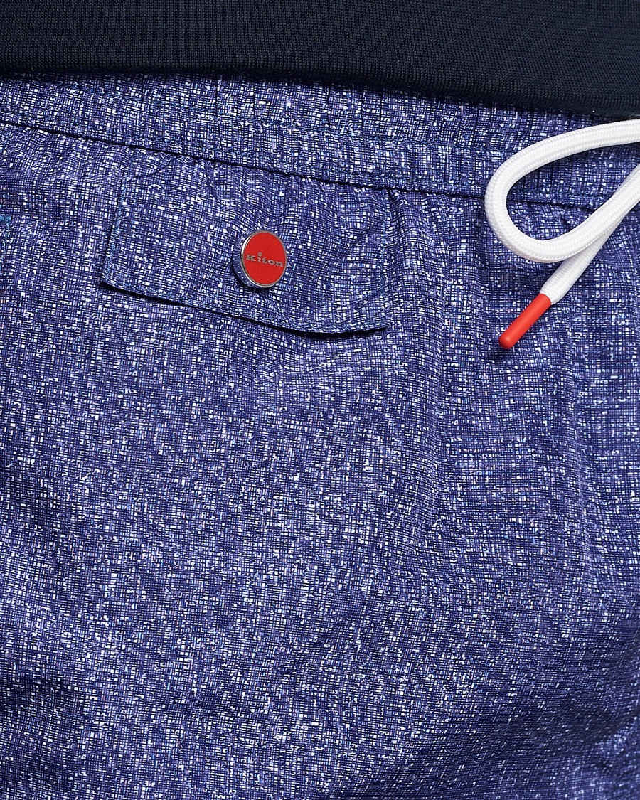 Uomini | Costumi da bagno | Kiton | Printed Swim Trunks Navy Melange
