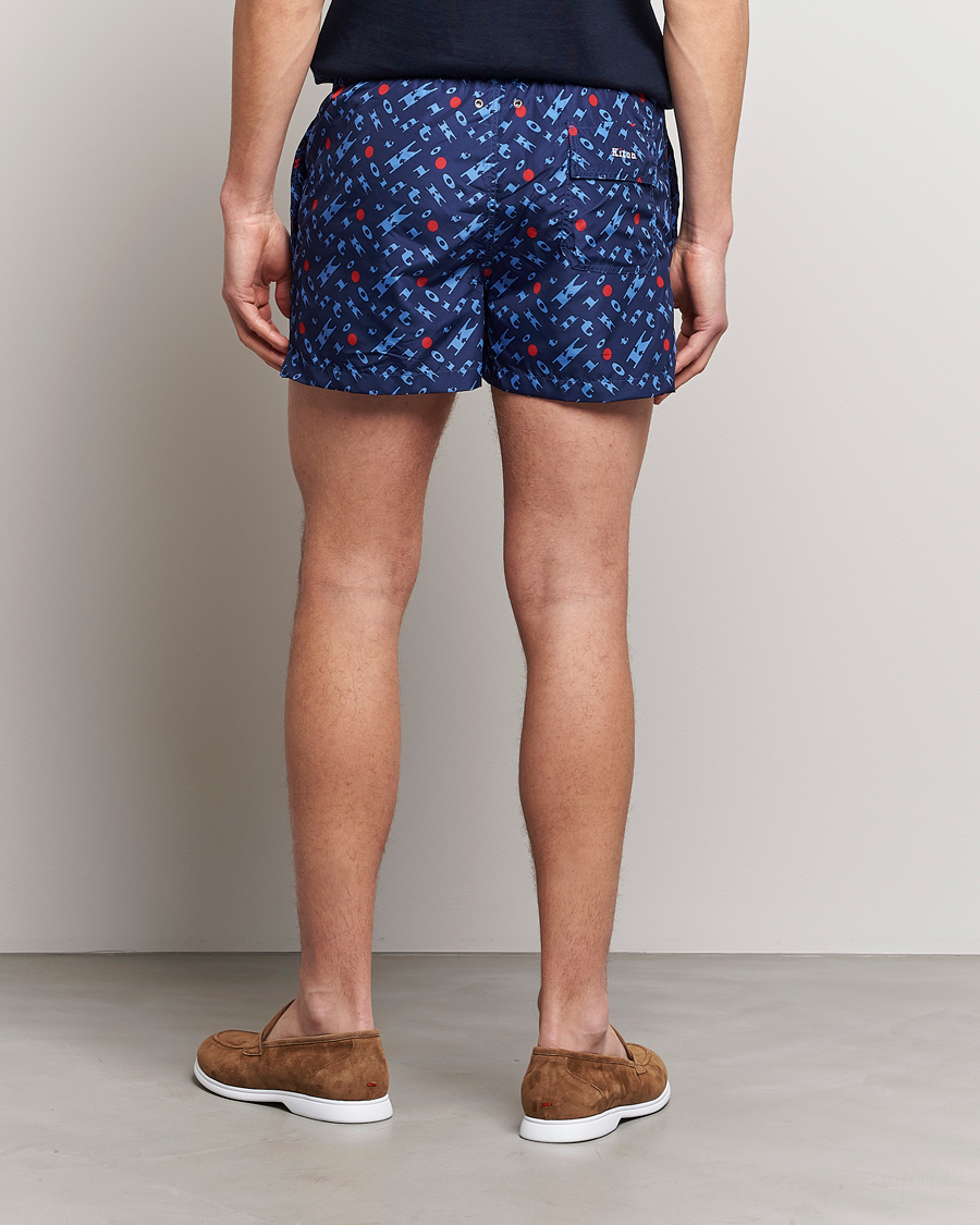 Uomini | Costumi da bagno | Kiton | Printed Swim Trunks Navy