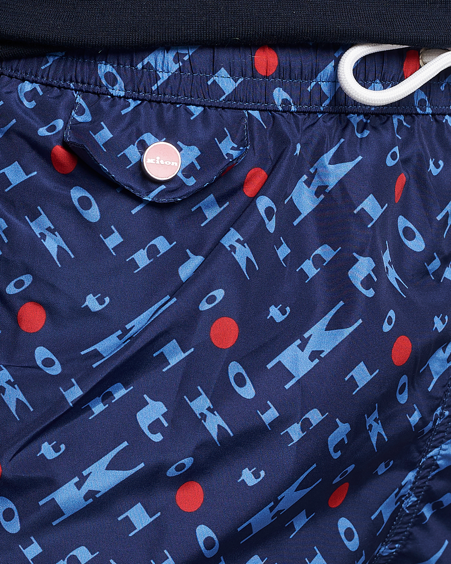 Uomini | Costumi da bagno | Kiton | Printed Swim Trunks Navy