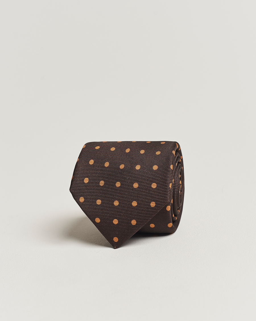Uomini | Kiton Dotted Silk Tie Dark Brown | Kiton | Dotted Silk Tie Dark Brown