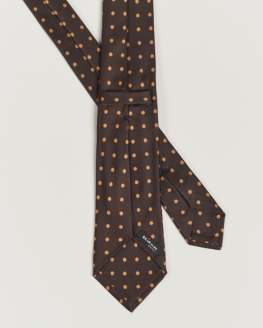Uomini | Kiton Dotted Silk Tie Dark Brown | Kiton | Dotted Silk Tie Dark Brown