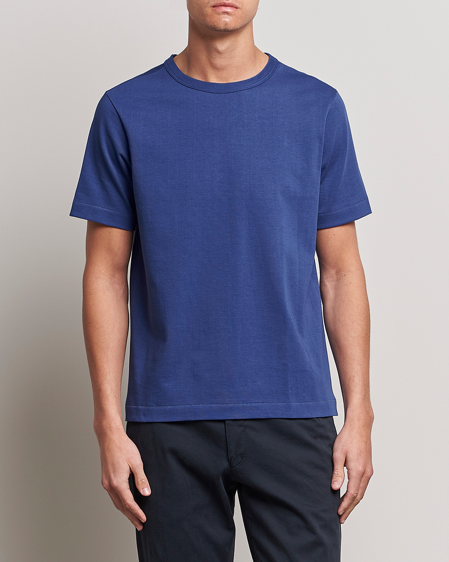Uomini | T-shirt | Merz b. Schwanen | Relaxed Loopwheeled Sturdy T-Shirt Pacific Blue