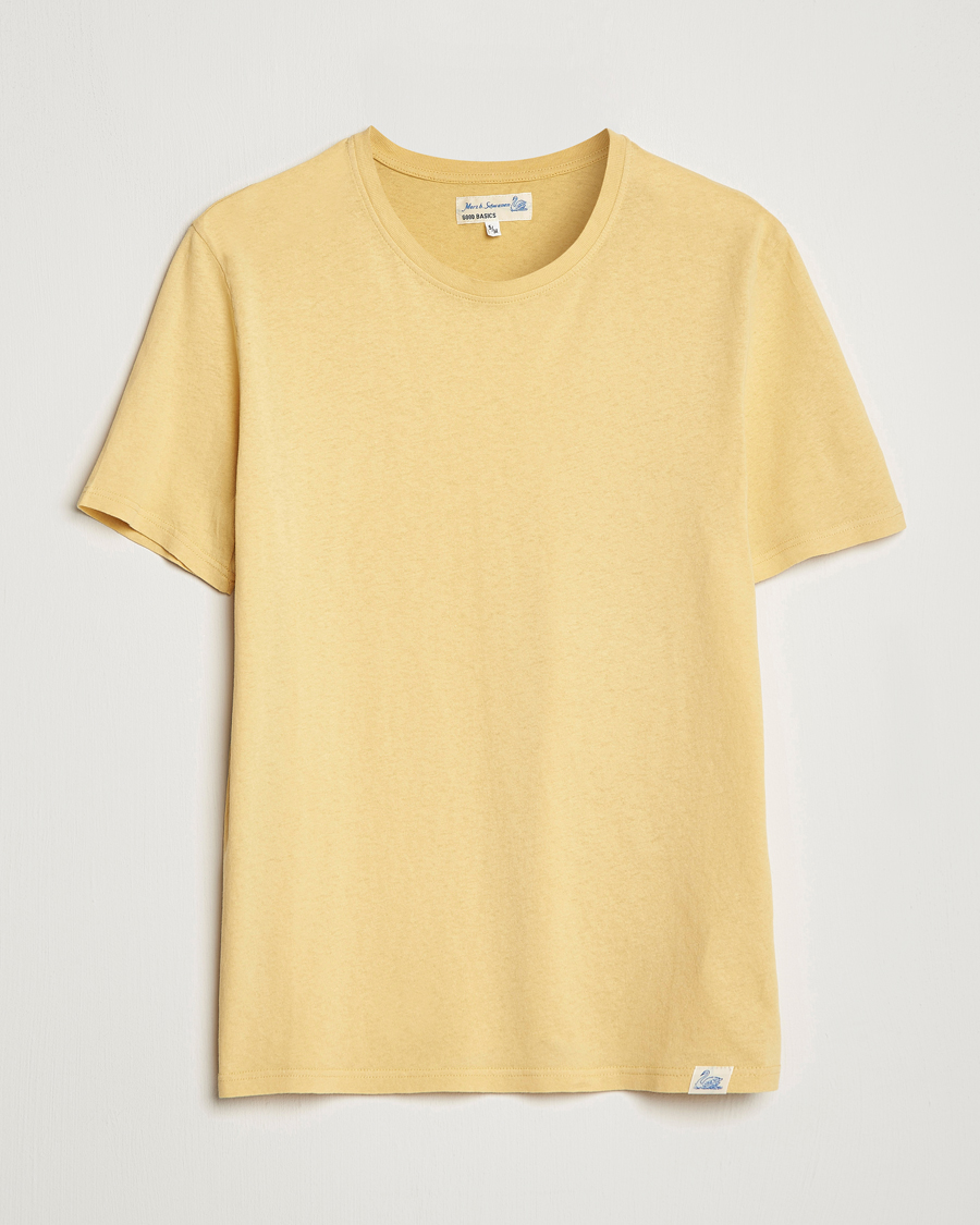 Uomini | T-shirt | Merz b. Schwanen | Organic Cotton Washed Crew Neck T-Shirt Yellow