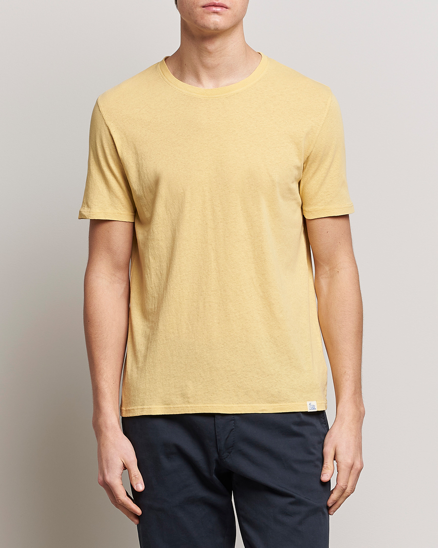 Uomini | T-shirt | Merz b. Schwanen | Organic Cotton Washed Crew Neck T-Shirt Yellow