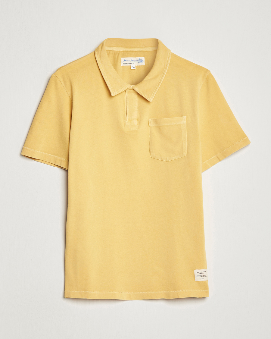 Uomini | Polo | Merz b. Schwanen | Organic Cotton Washed Polo Sunshine Yellow