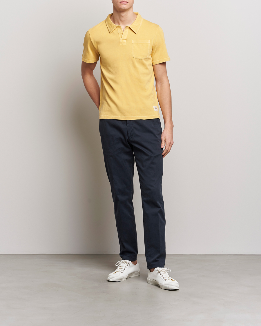 Uomini | Polo | Merz b. Schwanen | Organic Cotton Washed Polo Sunshine Yellow