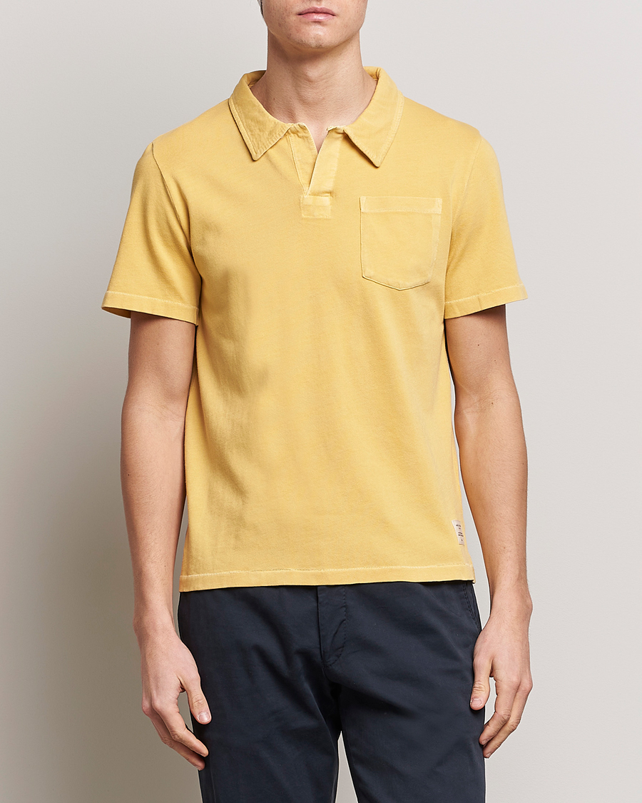 Uomini | Polo | Merz b. Schwanen | Organic Cotton Washed Polo Sunshine Yellow