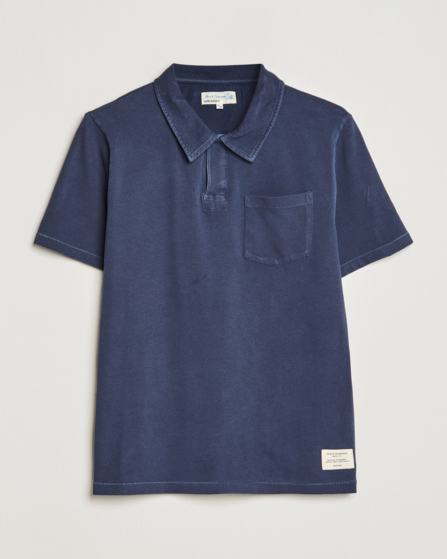 Uomini | Polo | Merz b. Schwanen | Organic Cotton Washed Polo Denim Blue