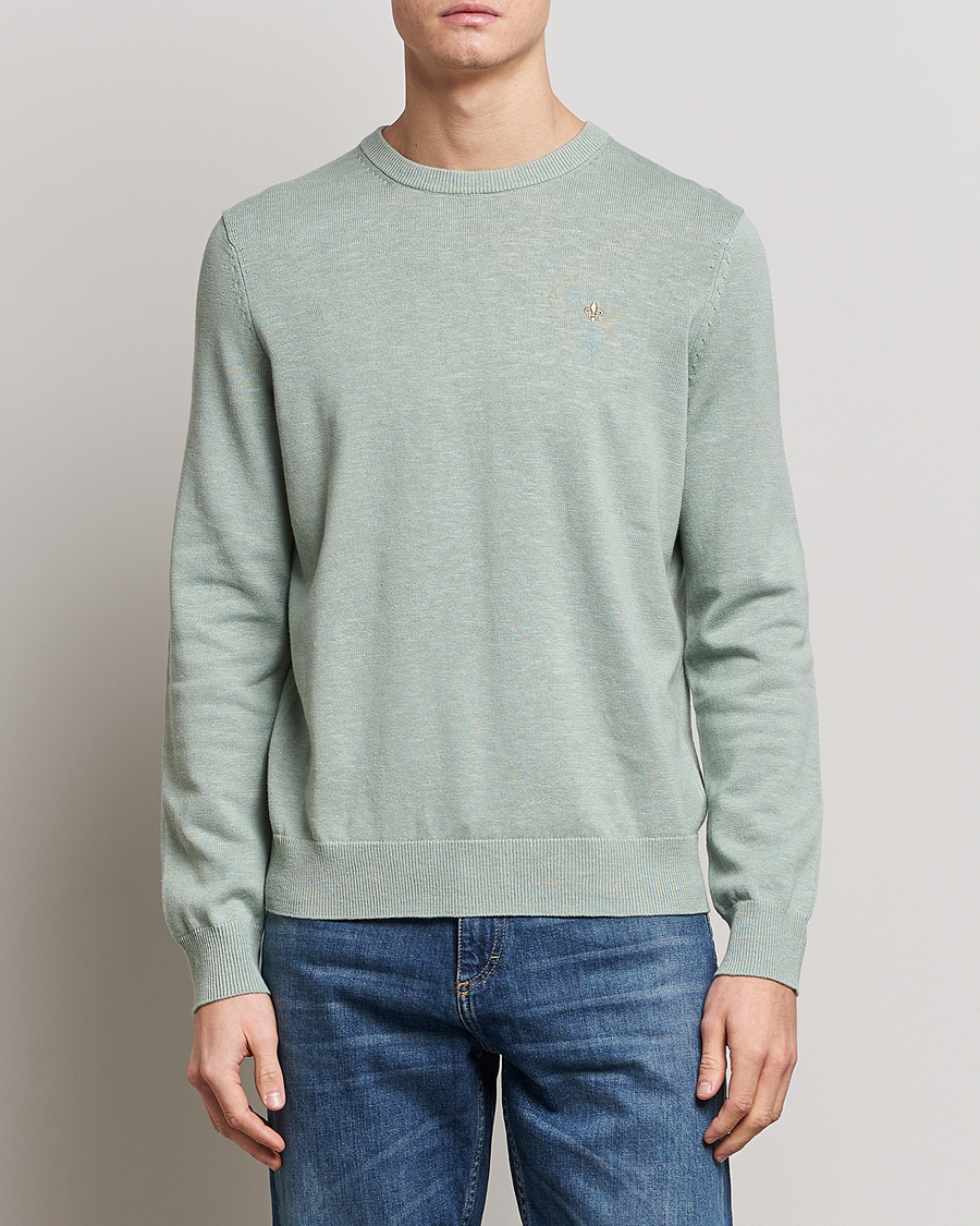Uomini | Maglieria | Morris | Harold Cotton/Linen Summer Crew Neck Mint Green