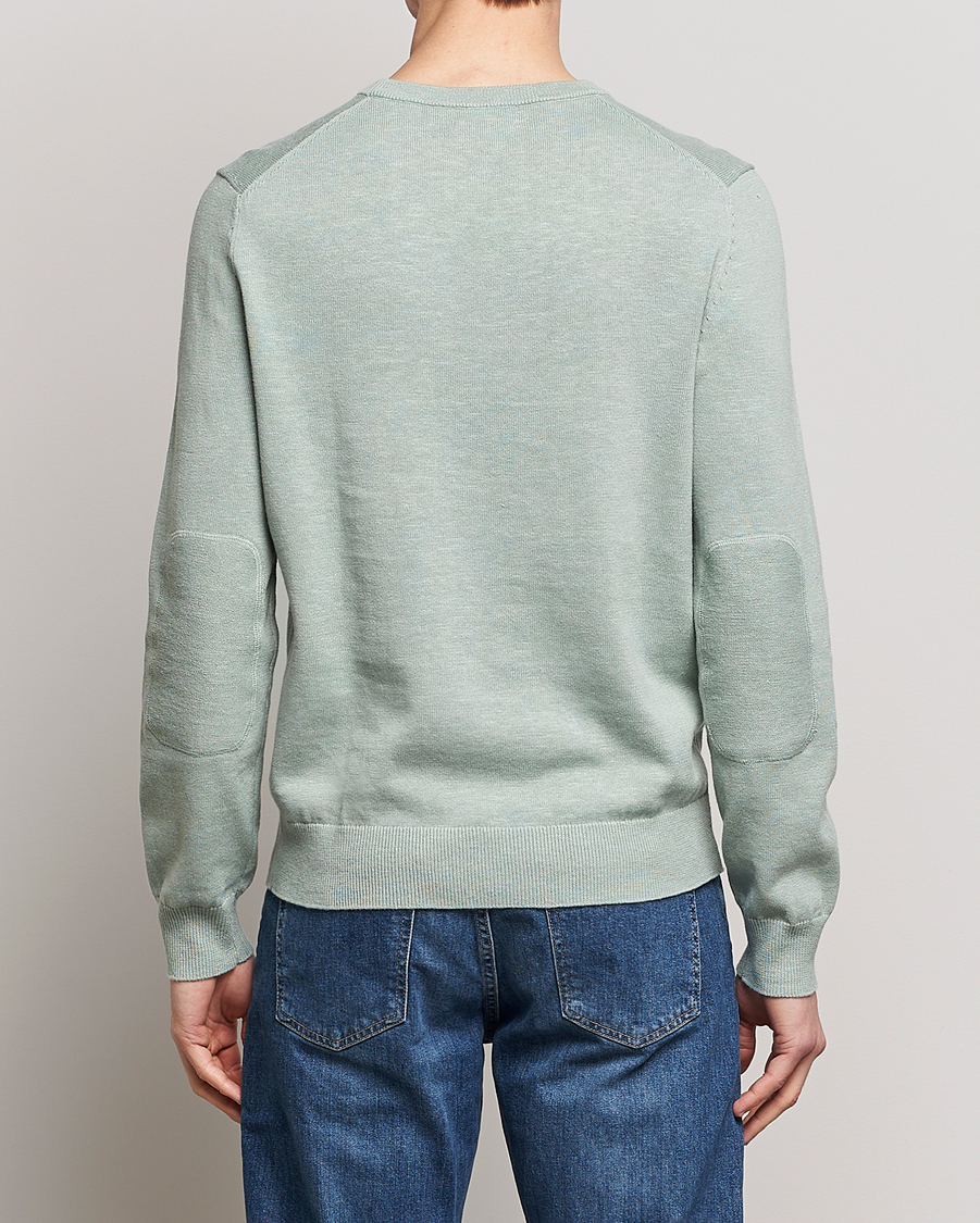 Uomini | Maglieria | Morris | Harold Cotton/Linen Summer Crew Neck Mint Green
