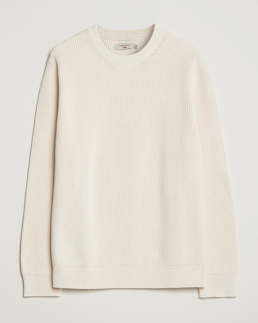 Uomini | Maglieria | Nudie Jeans | August Cotton Rib Knitted Sweater Chalk White