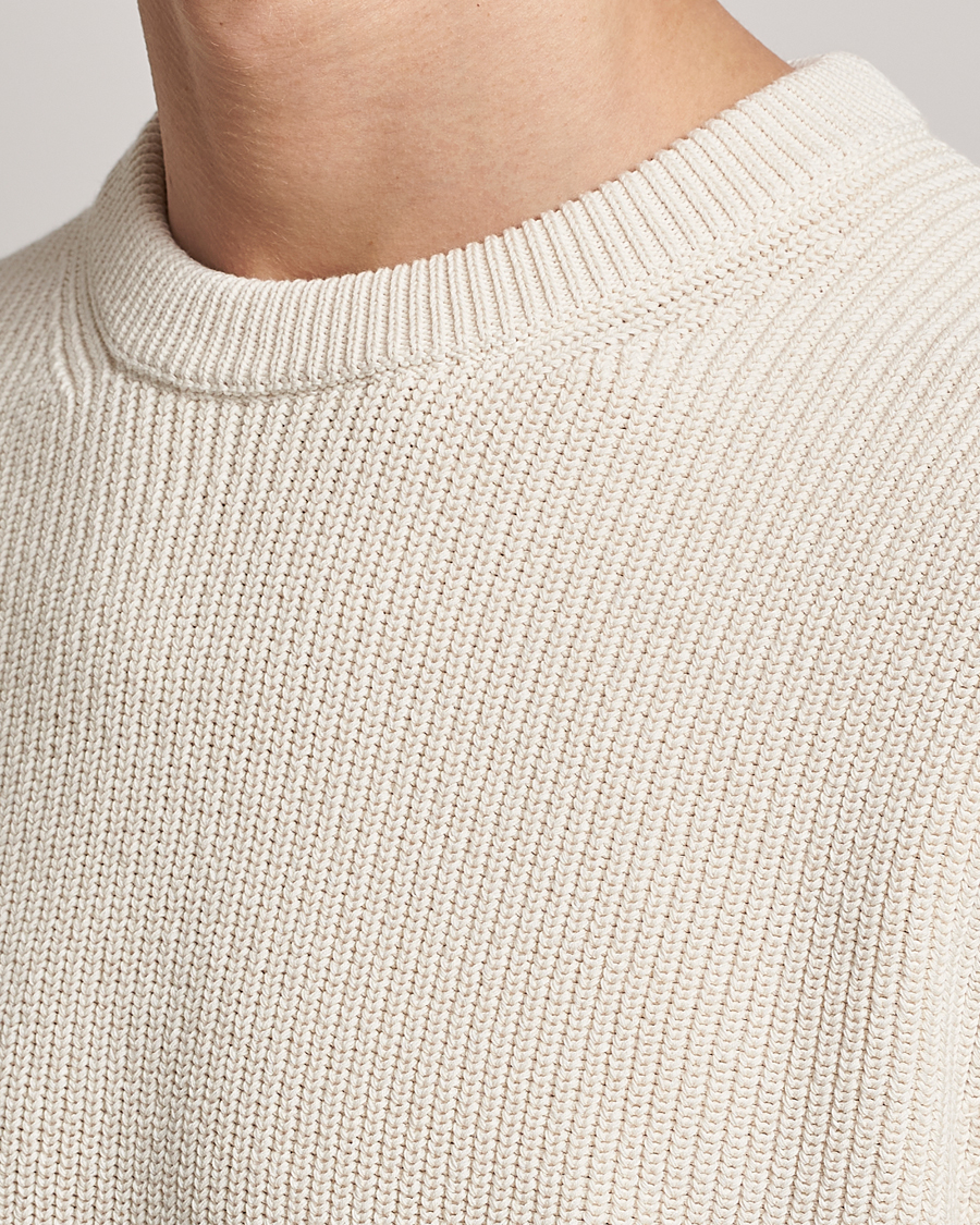 Uomini | Maglieria | Nudie Jeans | August Cotton Rib Knitted Sweater Chalk White