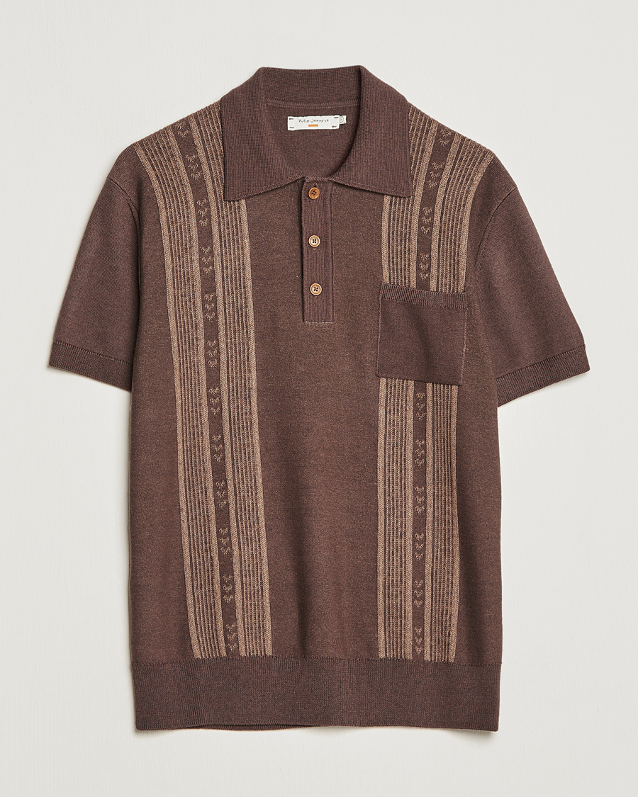 Uomini | Polo | Nudie Jeans | Frippe Knitted Polo Brown